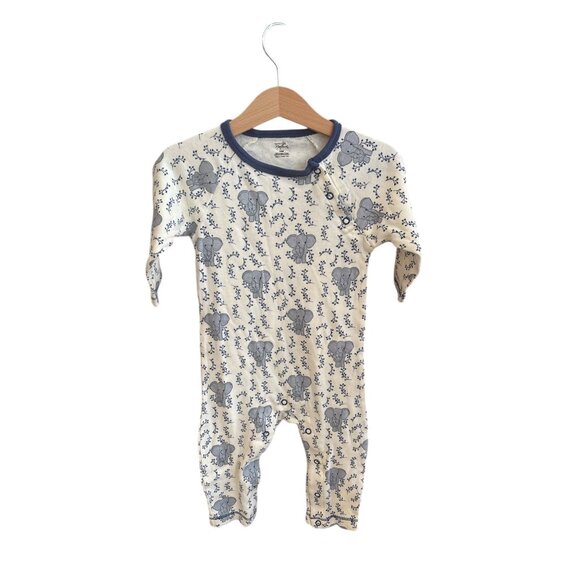 Touched By Nature Baby Elephant Print Cotton Footed Bodysuit 18M - Picture 1 of 4